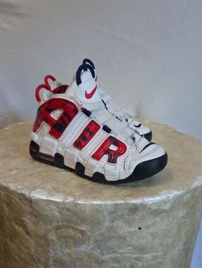 Nike Kids' Air More Uptempo White Red Basketball Sneakers
